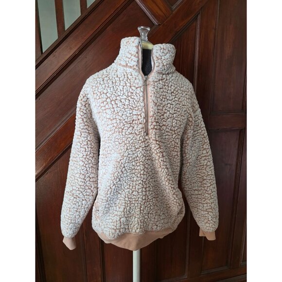 Express Sherpa Pink Fleece Pullover Sweater XS NWOT - Picture 1 of 8